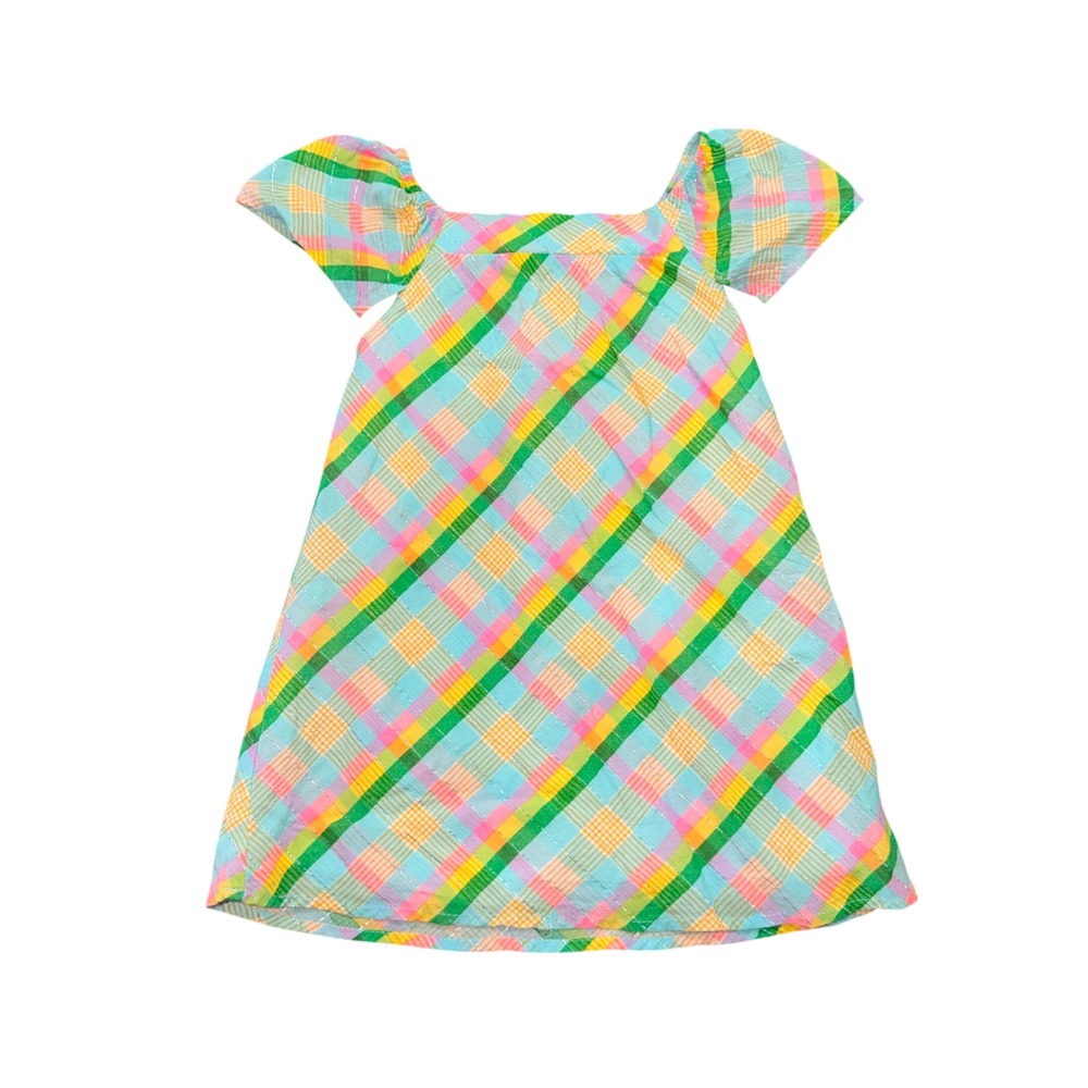 Crown & Ivy Baby Girl Plaid Flutter Sleeve Dress Multi-Color Metallic 24M